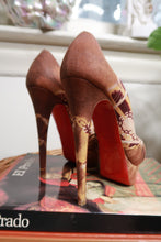 Load image into Gallery viewer, Christian Louboutin Fauve Printed Canvas Jenny 150 Platform Peep Toe Heels
