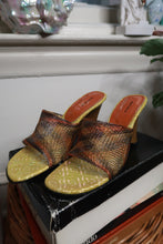 Load image into Gallery viewer, Deadstock Vintage 2000s Metallic Mesh Wedge Mules
