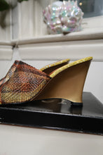 Load image into Gallery viewer, Deadstock Vintage 2000s Metallic Mesh Wedge Mules
