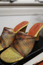 Load image into Gallery viewer, Deadstock Vintage 2000s Metallic Mesh Wedge Mules
