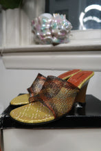 Load image into Gallery viewer, Deadstock Vintage 2000s Metallic Mesh Wedge Mules
