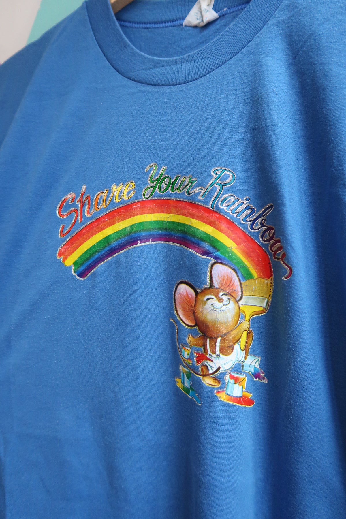 Vintage 1980s "Share Your Rainbow" Mouse Graphic Tee