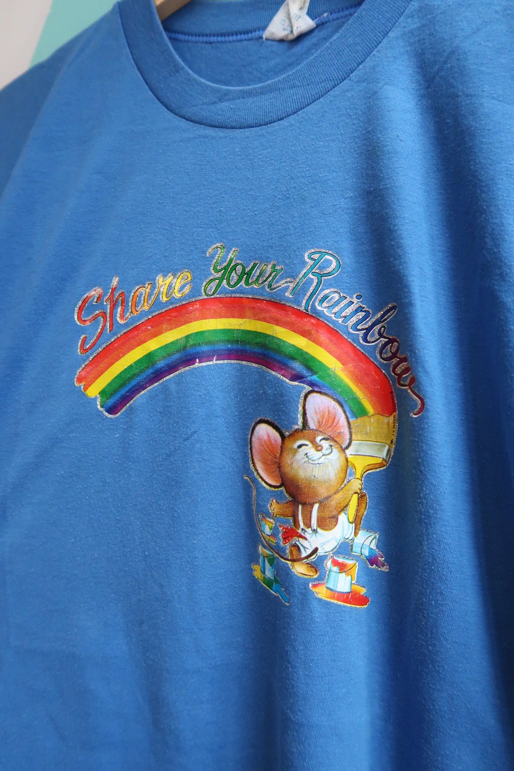 Vintage 1980s "Share Your Rainbow" Mouse Graphic Tee