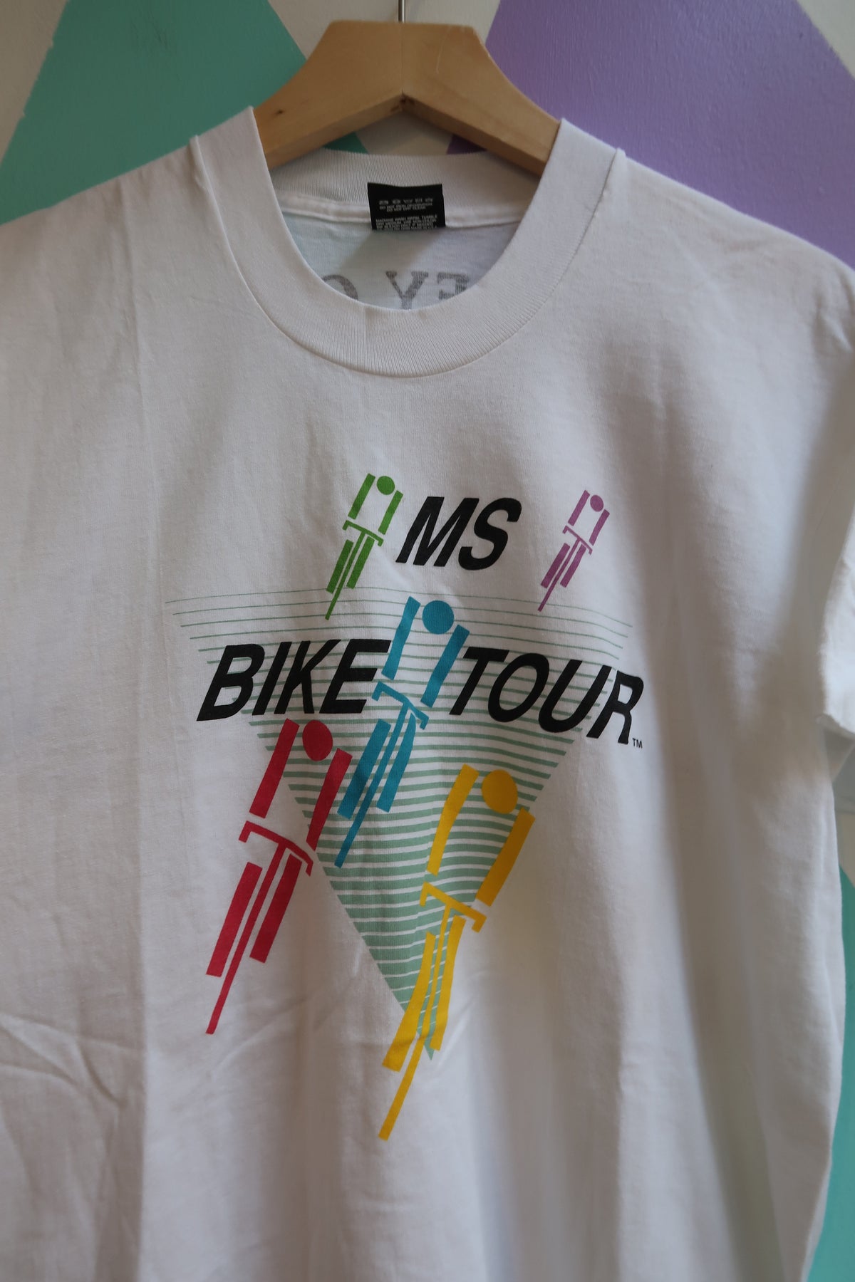 Vintage MS Bike Tour Graphic Tee – 80s/90s Style White T-Shirt