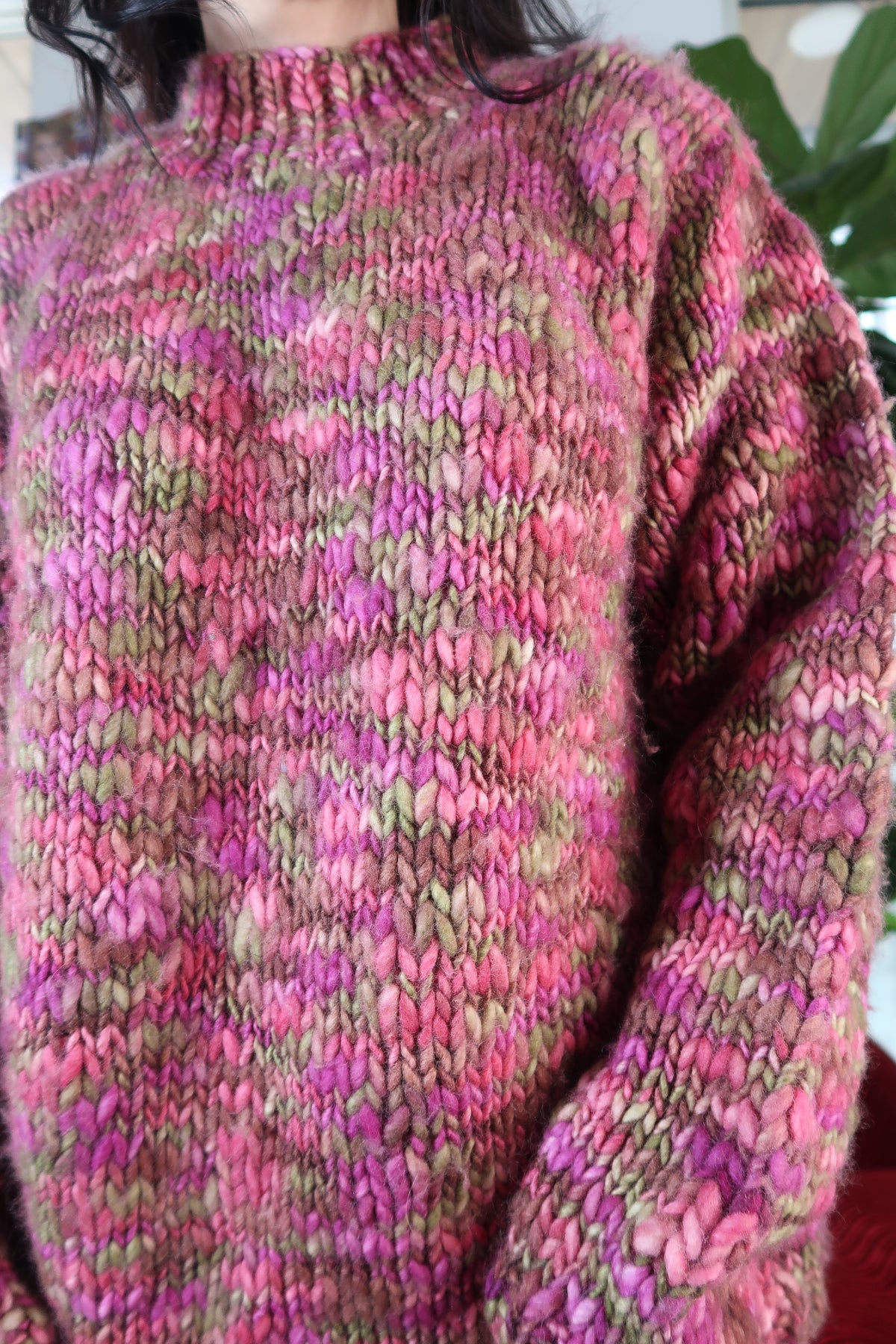Vintage April Cornell Chunky Knit Wool Sweater with Mock Neck