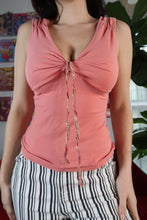 Load image into Gallery viewer, Vintage 2000s Salmon Pink Front Tie Fitted Tank
