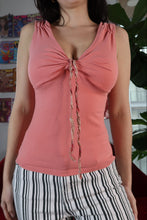 Load image into Gallery viewer, Vintage 2000s Salmon Pink Front Tie Fitted Tank
