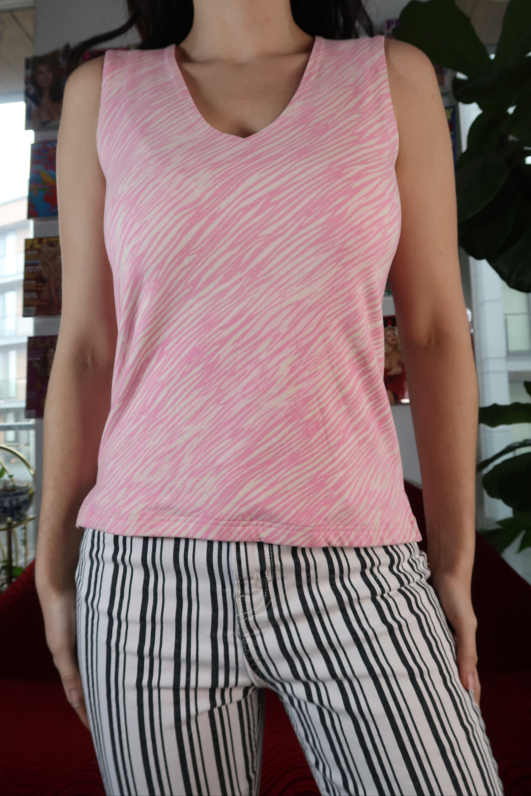 Vintage 2000s Gap Zebra Print V-Neck Tank Top