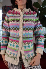 Load image into Gallery viewer, Vintage Handknit Colorful Button Down Cardigan
