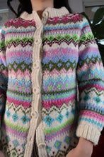 Load image into Gallery viewer, Vintage Handknit Colorful Button Down Cardigan
