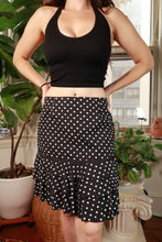 Load image into Gallery viewer, Vintage 2000s Black &amp; White Polka Dot Tiered Ruffle Midi Skirt

