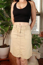 Load image into Gallery viewer, Vintage 2000s Beige Utility A-Line Midi Skirt with Patch Pockets
