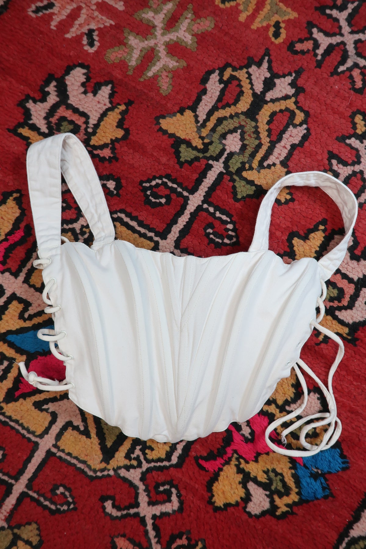 Danielle Guizio White Lace-Up Corset Top