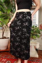 Load image into Gallery viewer, Vintage 2000s Black Floral Low Rise Maxi Skirt
