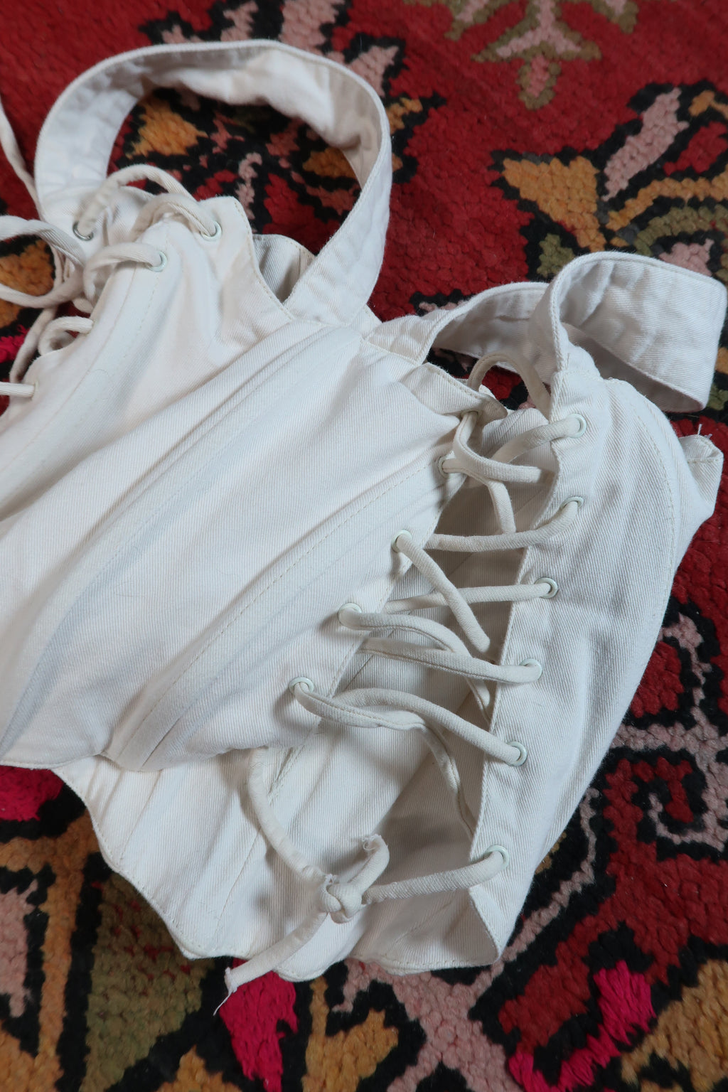 Danielle Guizio White Lace-Up Corset Top - Elektra Vintage