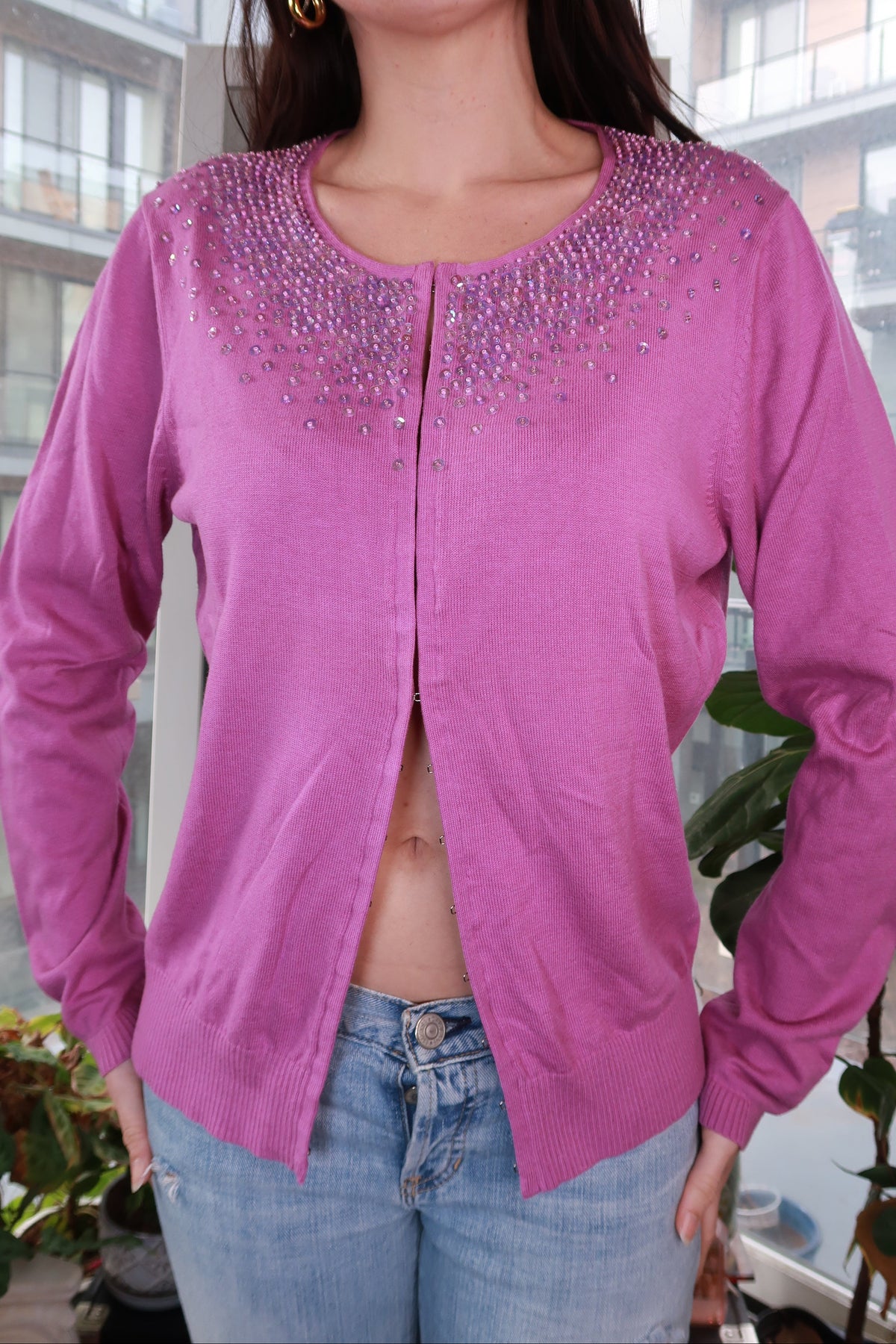 Sequin Beaded Cardigan - Elektra Vintage