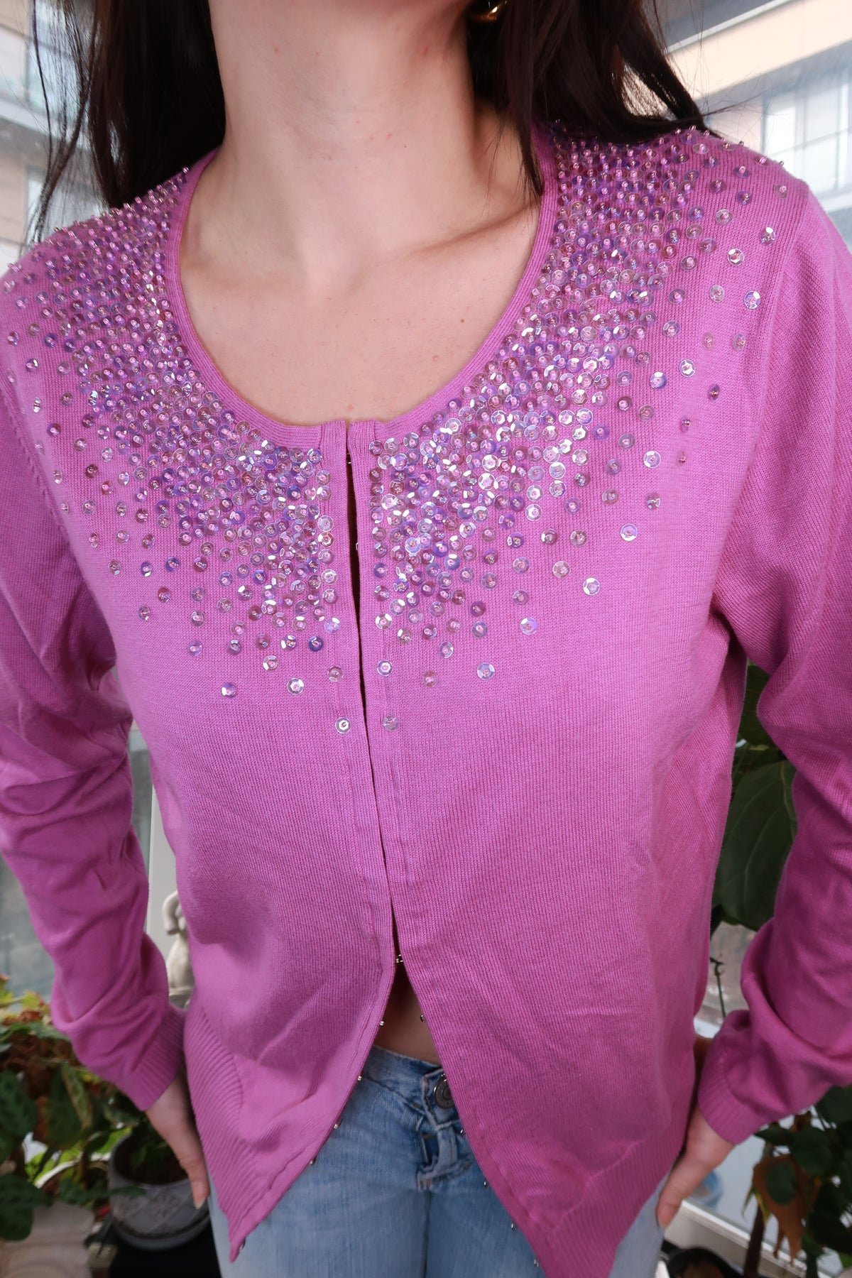 Sequin Beaded Cardigan - Elektra Vintage