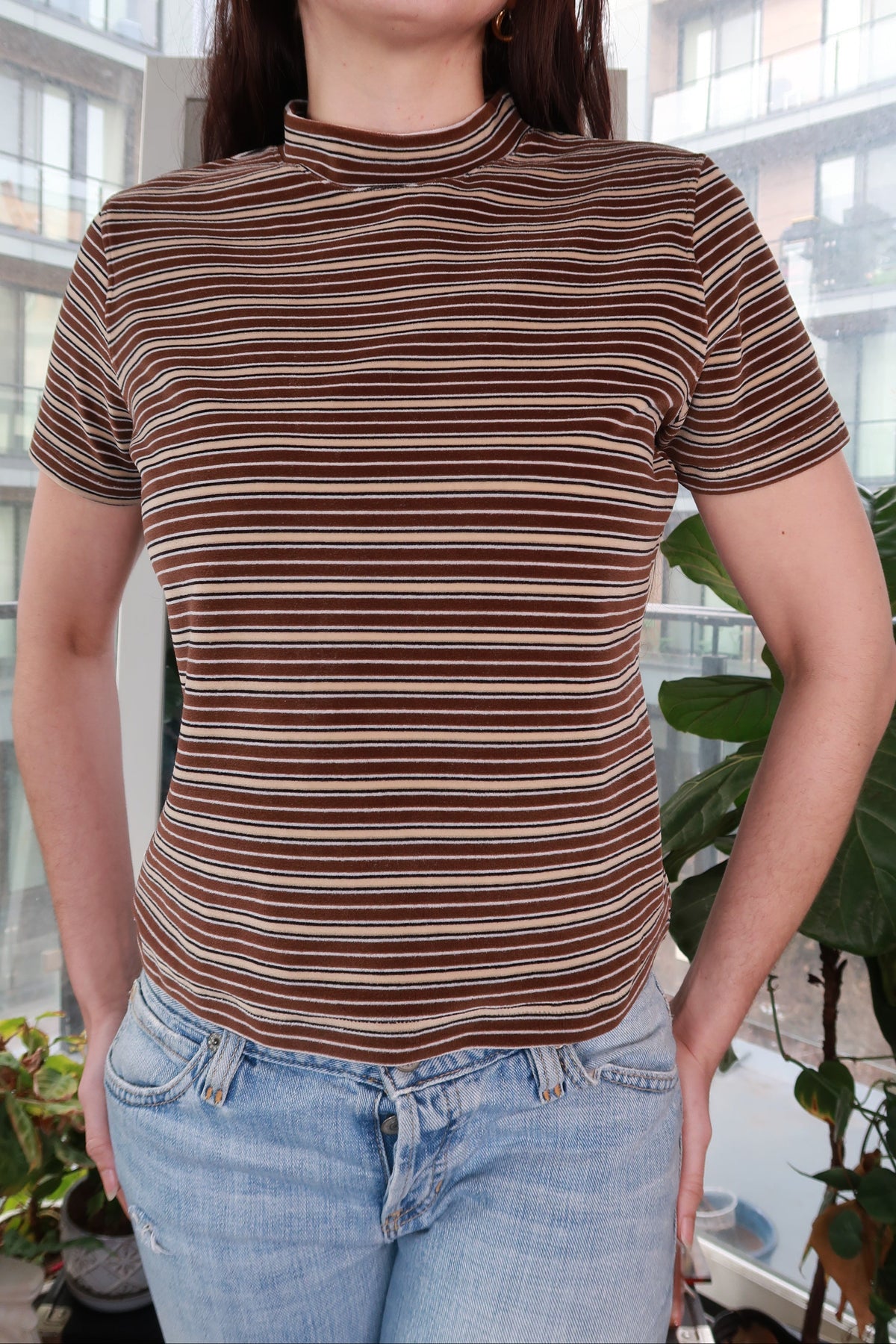 Vintage Stripe Mock Neck - Elektra Vintage