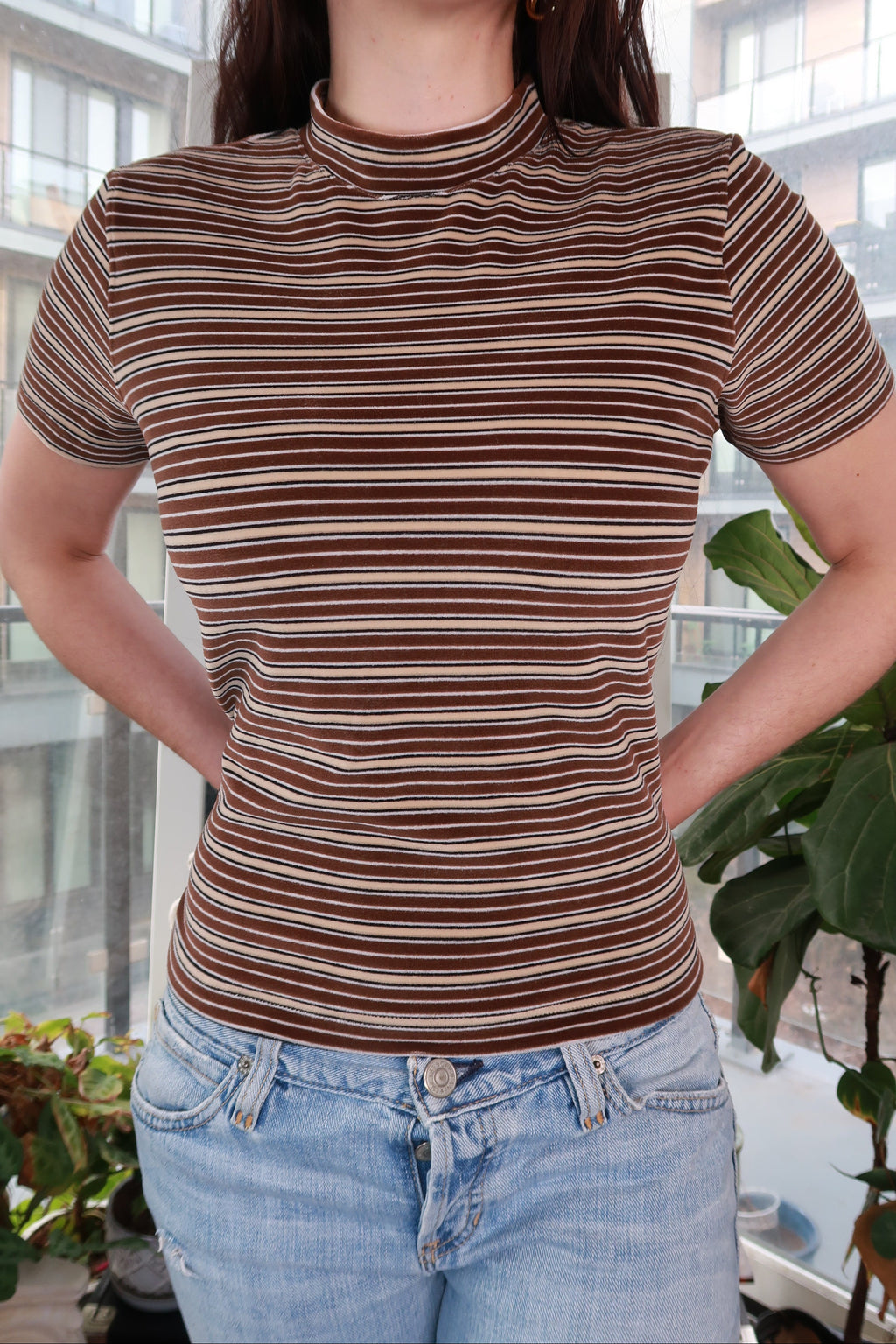 Vintage Stripe Mock Neck - Elektra Vintage