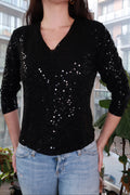 Black Sequin Sweater - Elektra Vintage