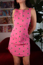 Load image into Gallery viewer, Vintage 1990s Betsey Johnson Pink A-Line Dress with Green Floral Embroidery
