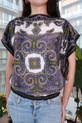 Women's Elektra Vintage blouse featuring a vintage 2000s paisley scarf print in an ornate Y2K boho pattern.