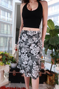 Black and White Floral Slip Dress - Elektra Vintage