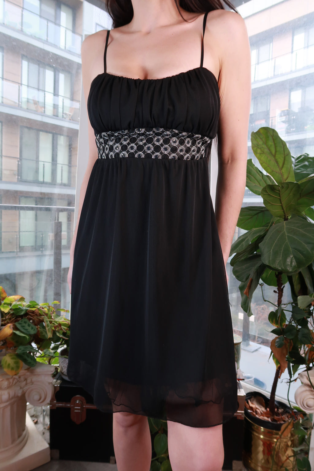 Black Rhinestone Party Dress - Elektra Vintage