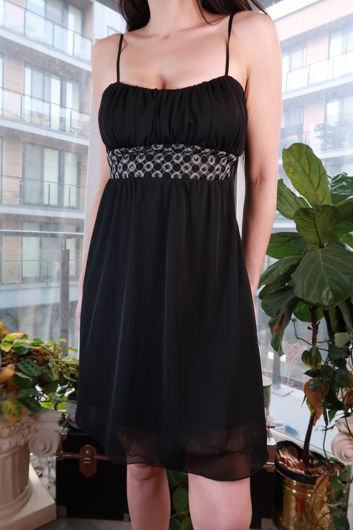 Black Rhinestone Party Dress - Elektra Vintage