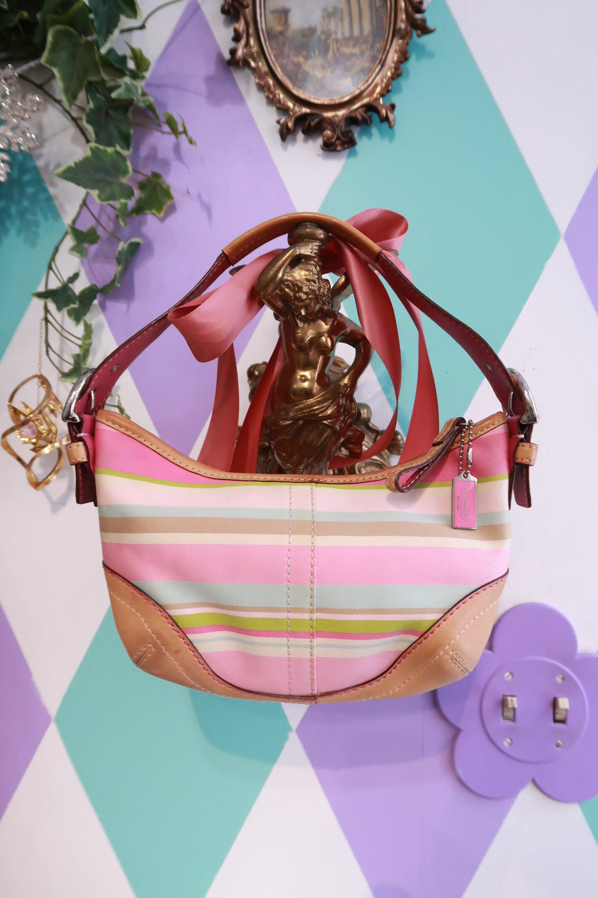 Vintage 2000s Coach Soho Hampton Striped Shoulder Bag – Style 1884 - Elektra Vintage