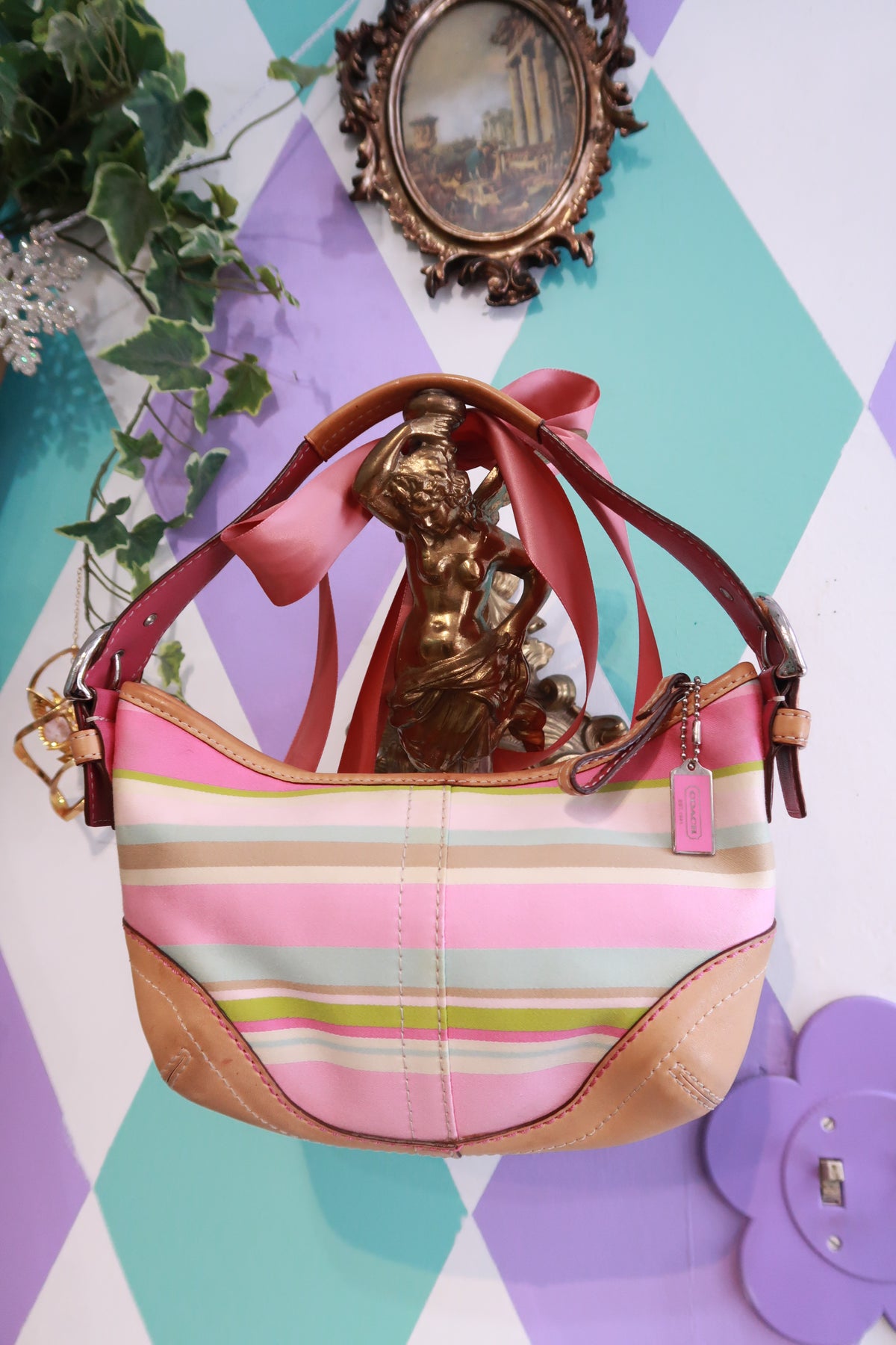 Vintage 2000s Coach Soho Hampton Striped Shoulder Bag – Style 1884 - Elektra Vintage