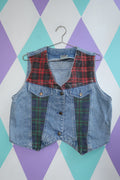 Vintage Gitano Denim & Plaid Vest
