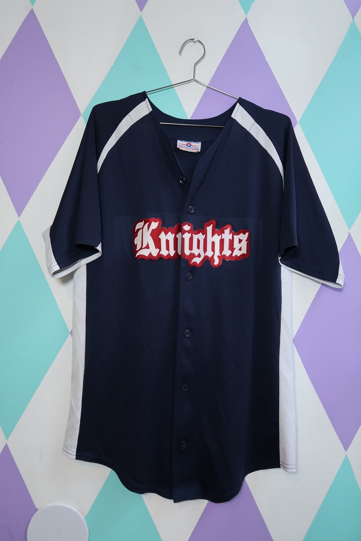 Men's vintage Knights baseball jersey by Elektra Vintage, featuring classic sports design and team logo on the front.
