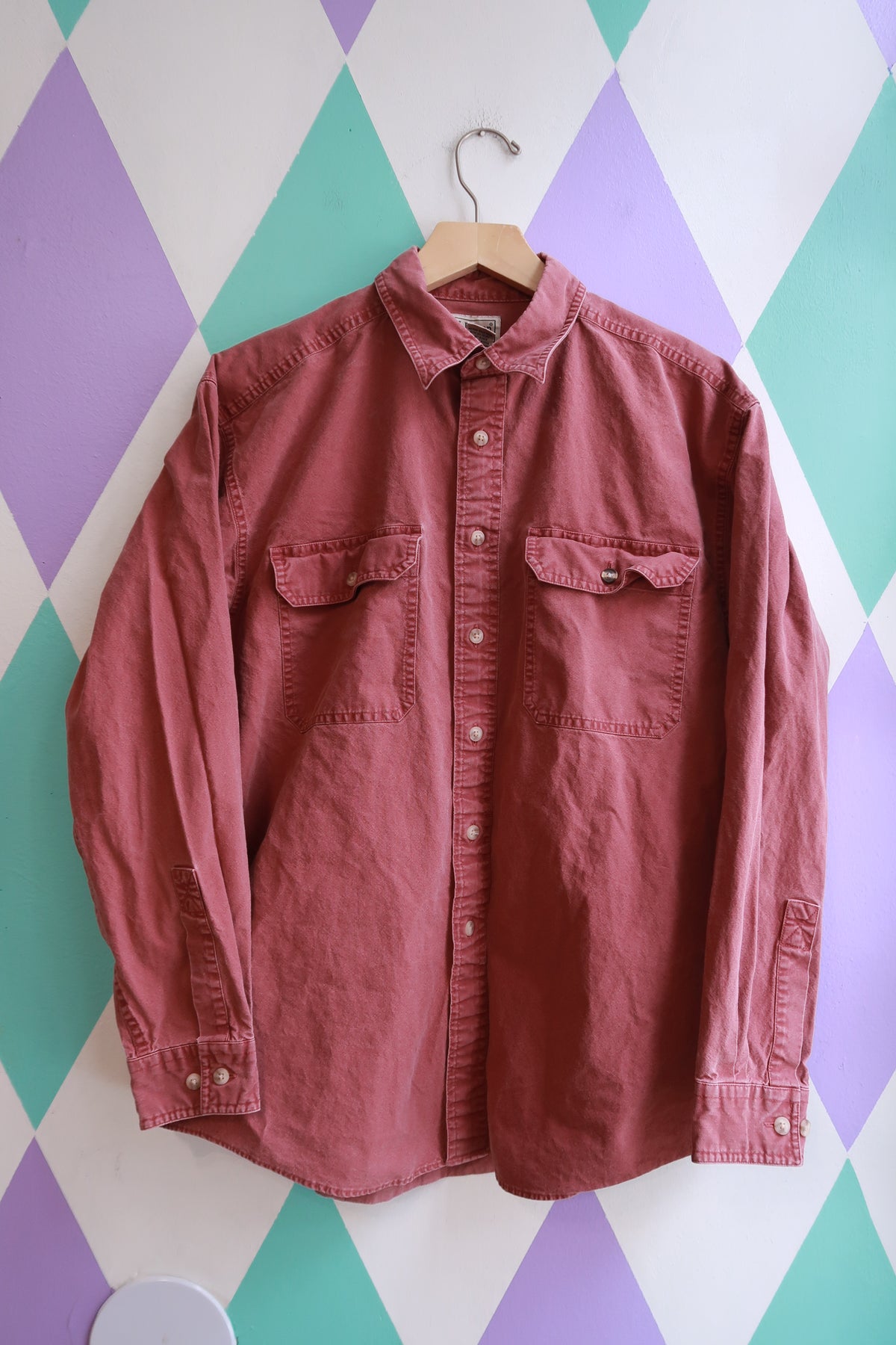 L.L.Bean 100% Cotton Red Button-Up Utility Shirt - Elektra Vintage