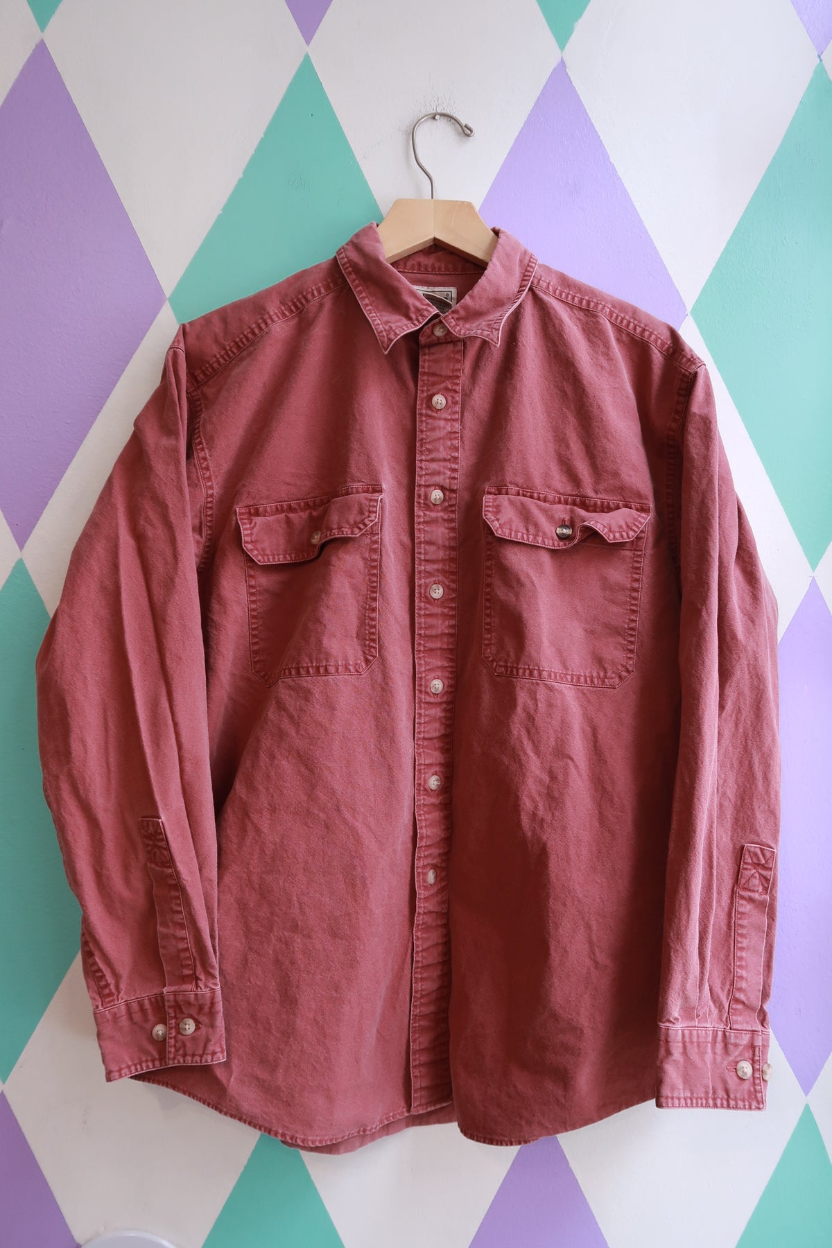 L.L.Bean 100% Cotton Red Button-Up Utility Shirt - Elektra Vintage