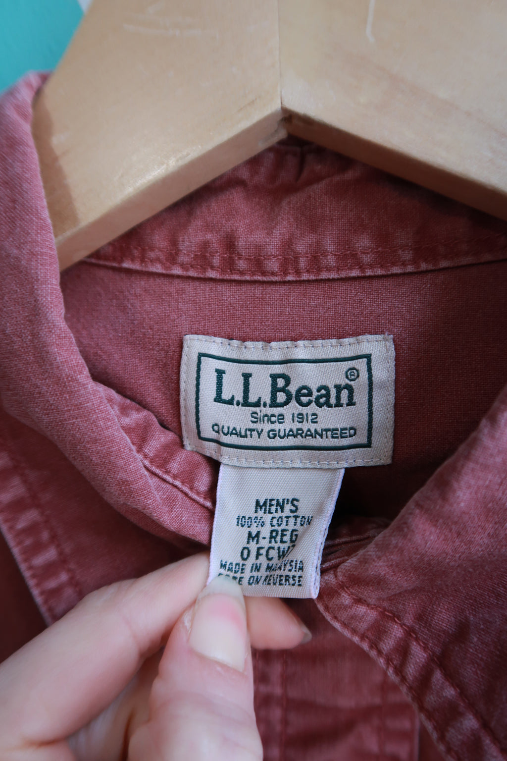 L.L.Bean 100% Cotton Red Button-Up Utility Shirt - Elektra Vintage