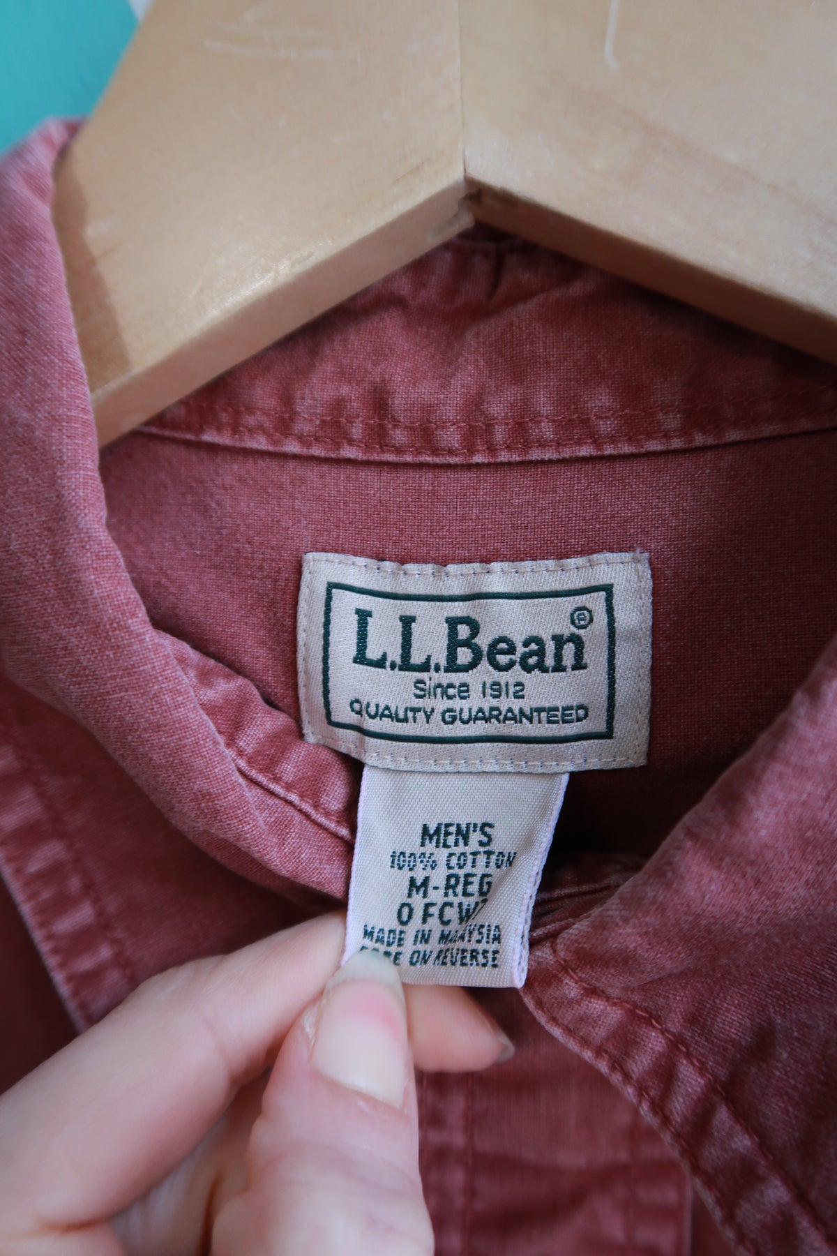 L.L.Bean 100% Cotton Red Button-Up Utility Shirt - Elektra Vintage