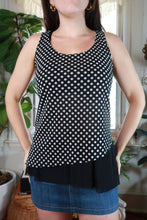 Load image into Gallery viewer, Vintage 2000s Black &amp; White Polka Dot Layered Ruffle Tank Top
