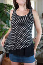 Load image into Gallery viewer, Vintage 2000s Black &amp; White Polka Dot Layered Ruffle Tank Top
