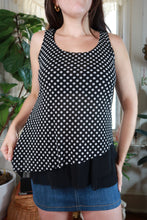 Load image into Gallery viewer, Vintage 2000s Black &amp; White Polka Dot Layered Ruffle Tank Top
