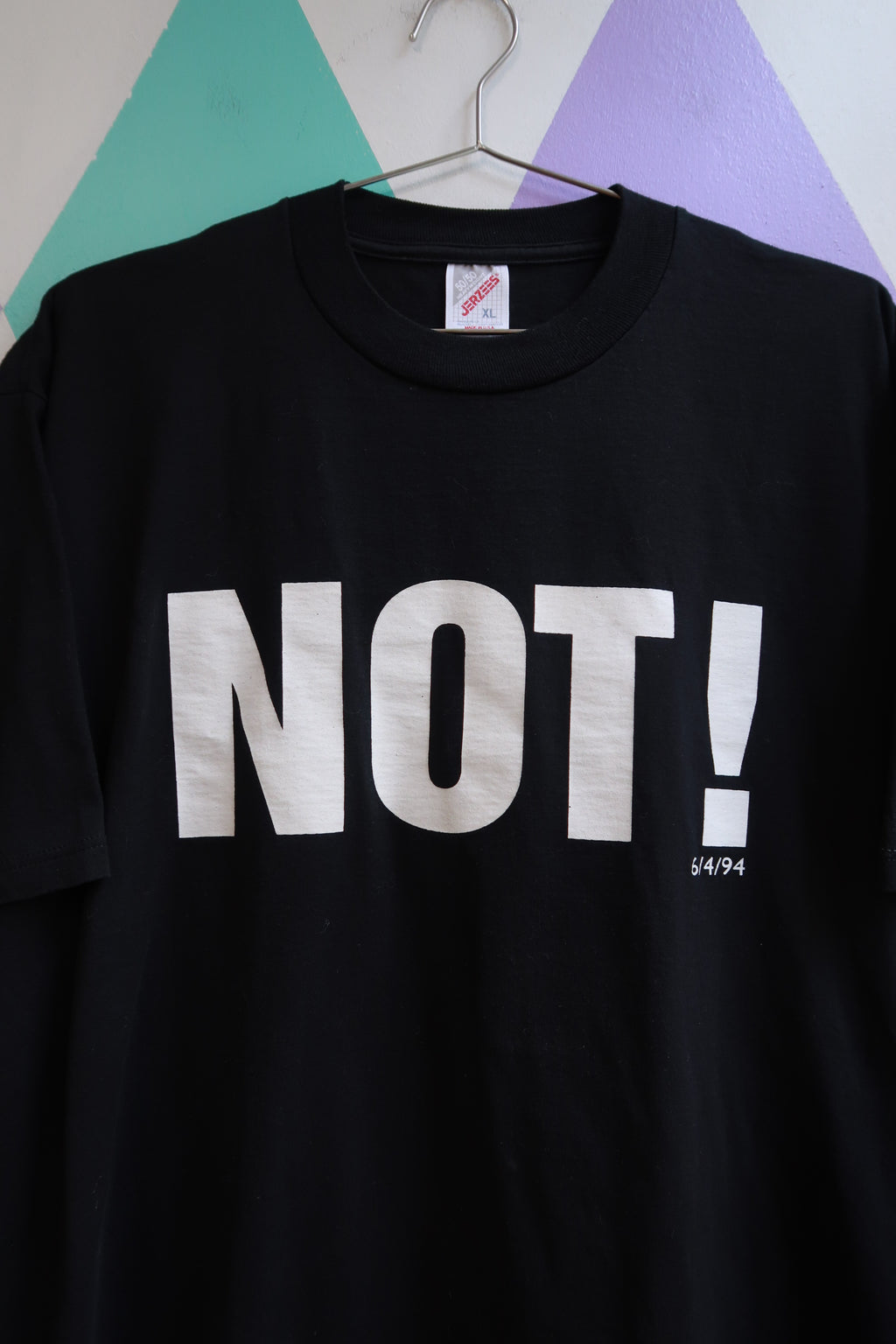 Vintage 1994 NOT! Black Graphic T-Shirt Single Sided 90s Statement Tee