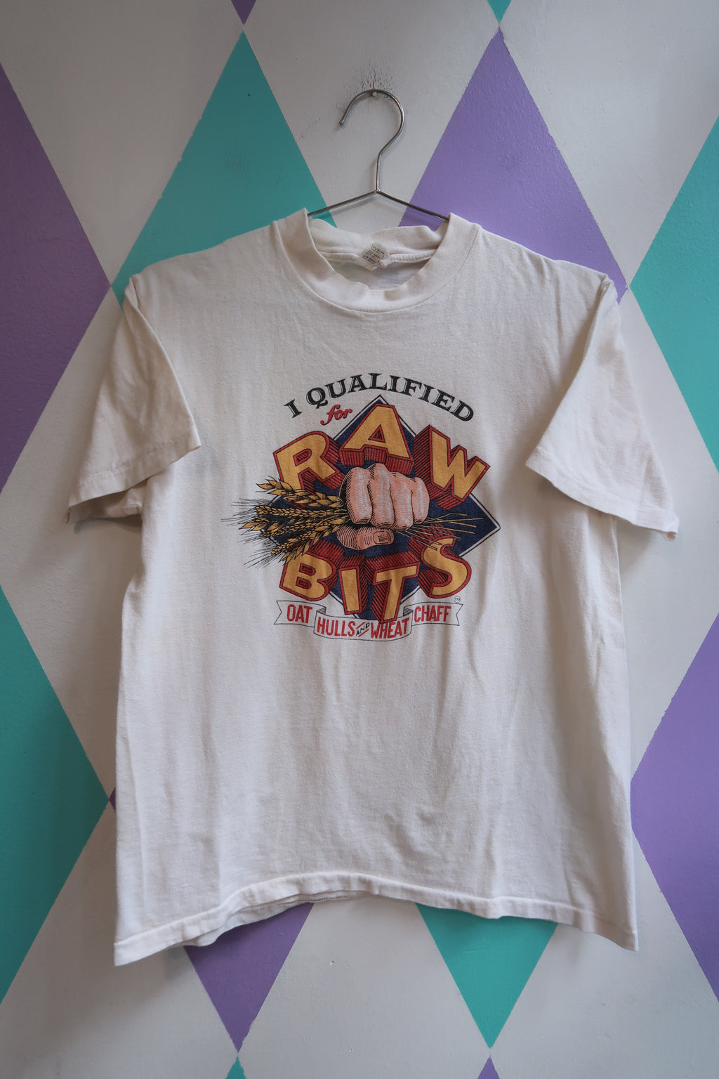 Vintage 90s Raw Oat Hulls Wheat Chaff Graphic T-Shirt Funny Food Novelty Tee