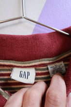 Load image into Gallery viewer, Vintage Gap Striped Long Sleeve Polo Shirt Burgundy Green Cream Preppy Rugby Top
