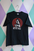 Vintage 2004 Bettie Page Black Graphic T-Shirt Pin Up Girl Red Spiral Tee
