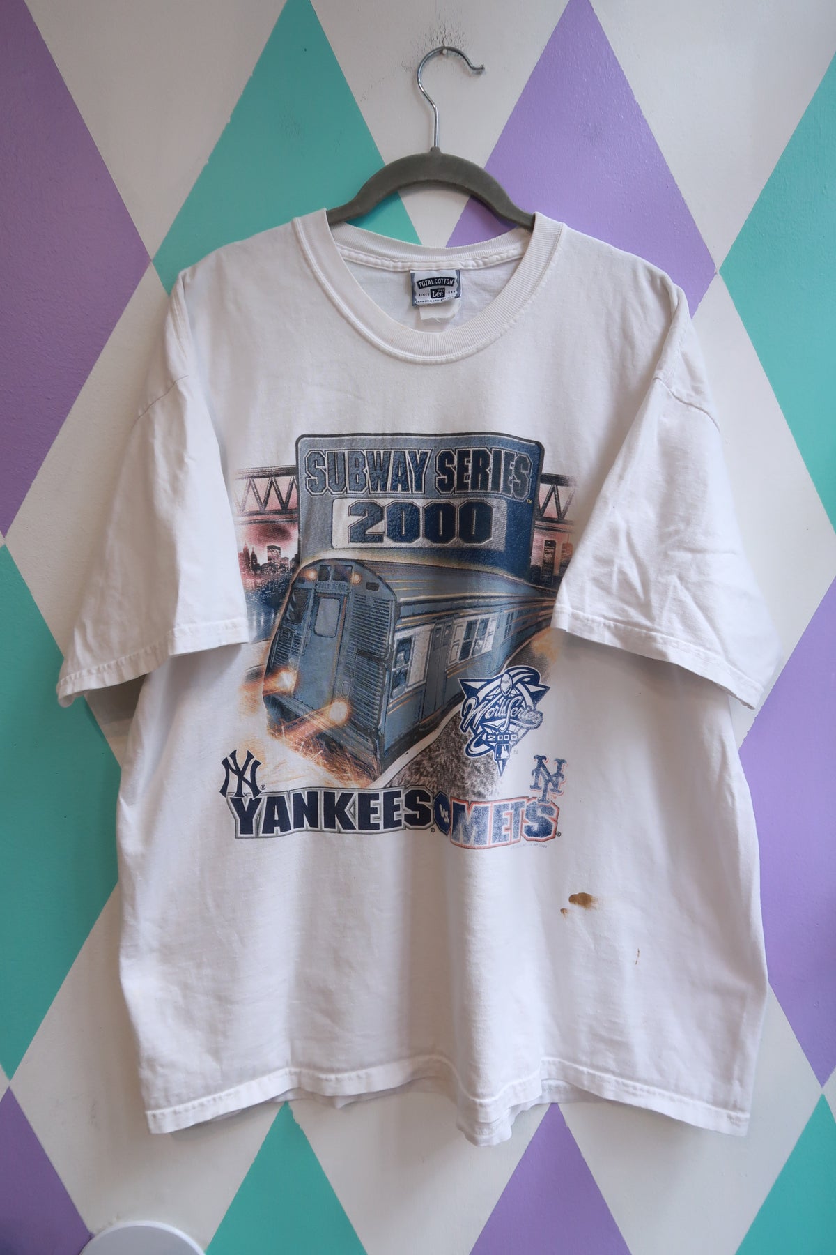 Vintage 2000 New York Yankees vs Mets Subway Series World Series Graphic T-Shirt NYC Baseball Tee