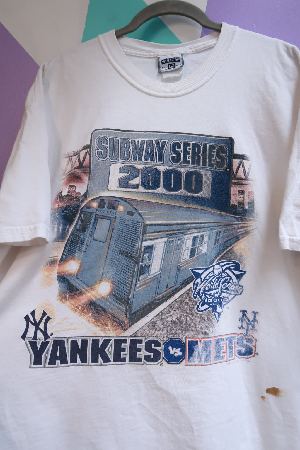 Vintage 2000 New York Yankees vs Mets Subway Series World Series Graphic T-Shirt NYC Baseball Tee