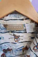 Load image into Gallery viewer, Elektra Vintage women's button-down shirt with vintage Liz Claiborne equestrian print, stylish and lightweight top.
