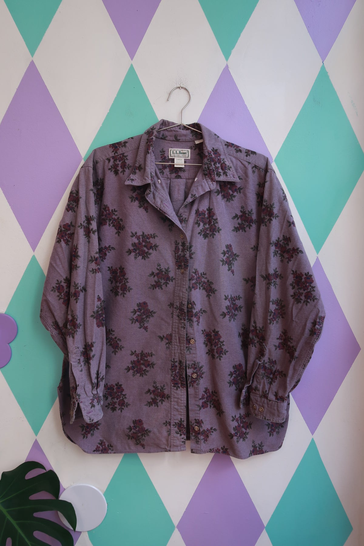 Vintage L.L.Bean Purple Floral Flannel Button Up Shirt