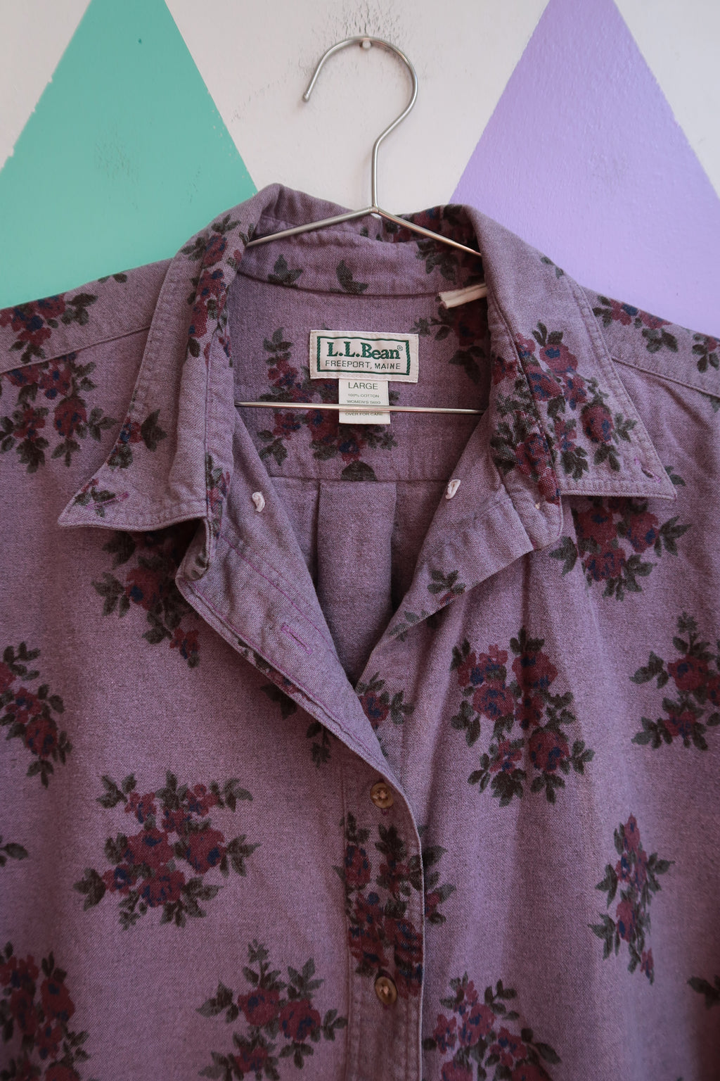 Vintage L.L.Bean Purple Floral Flannel Button Up Shirt