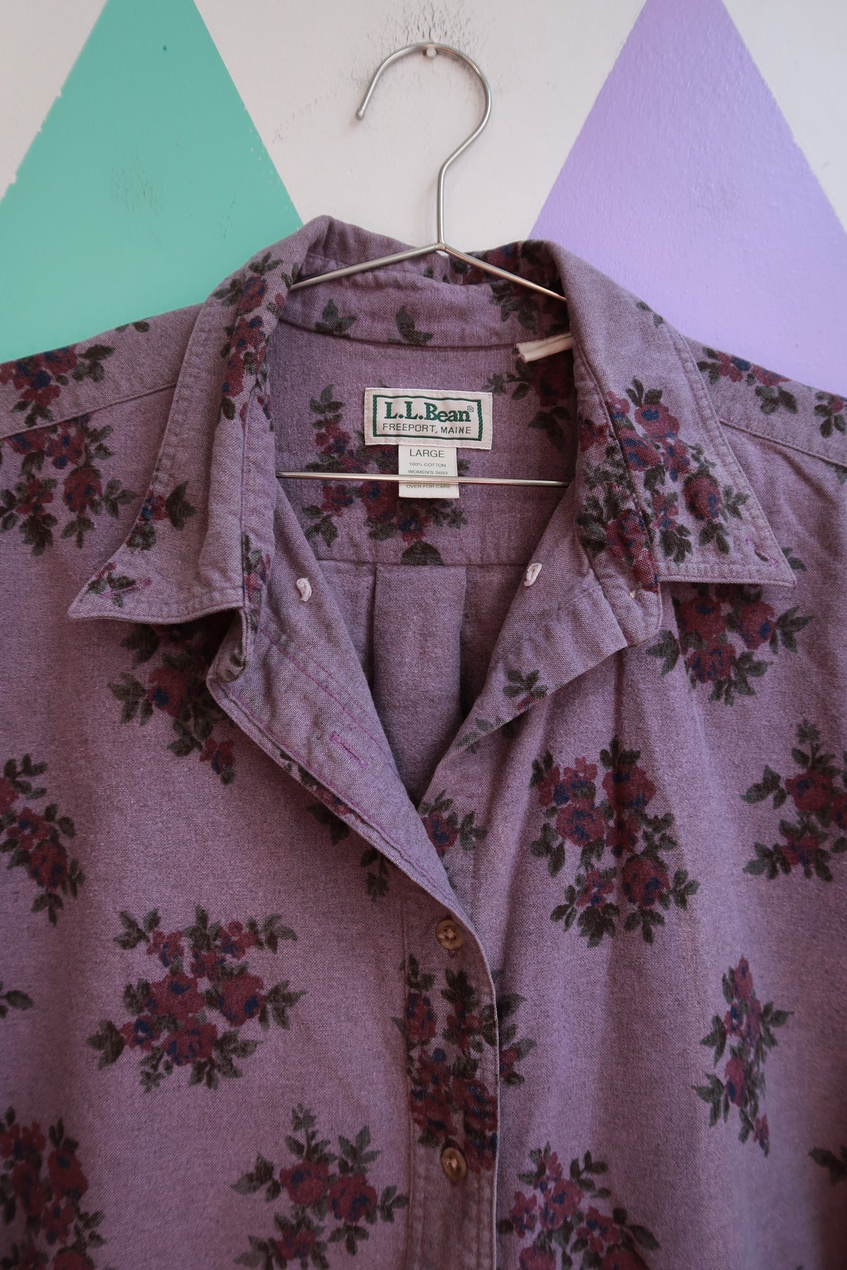 Vintage L.L.Bean Purple Floral Flannel Button Up Shirt